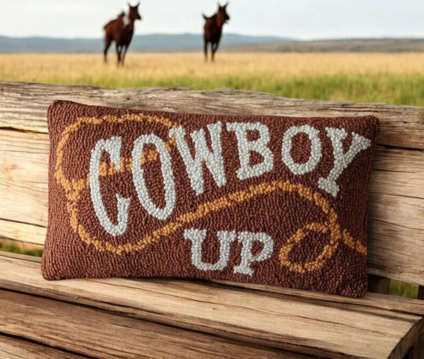 Cowboy Up Hook Latch Pillow