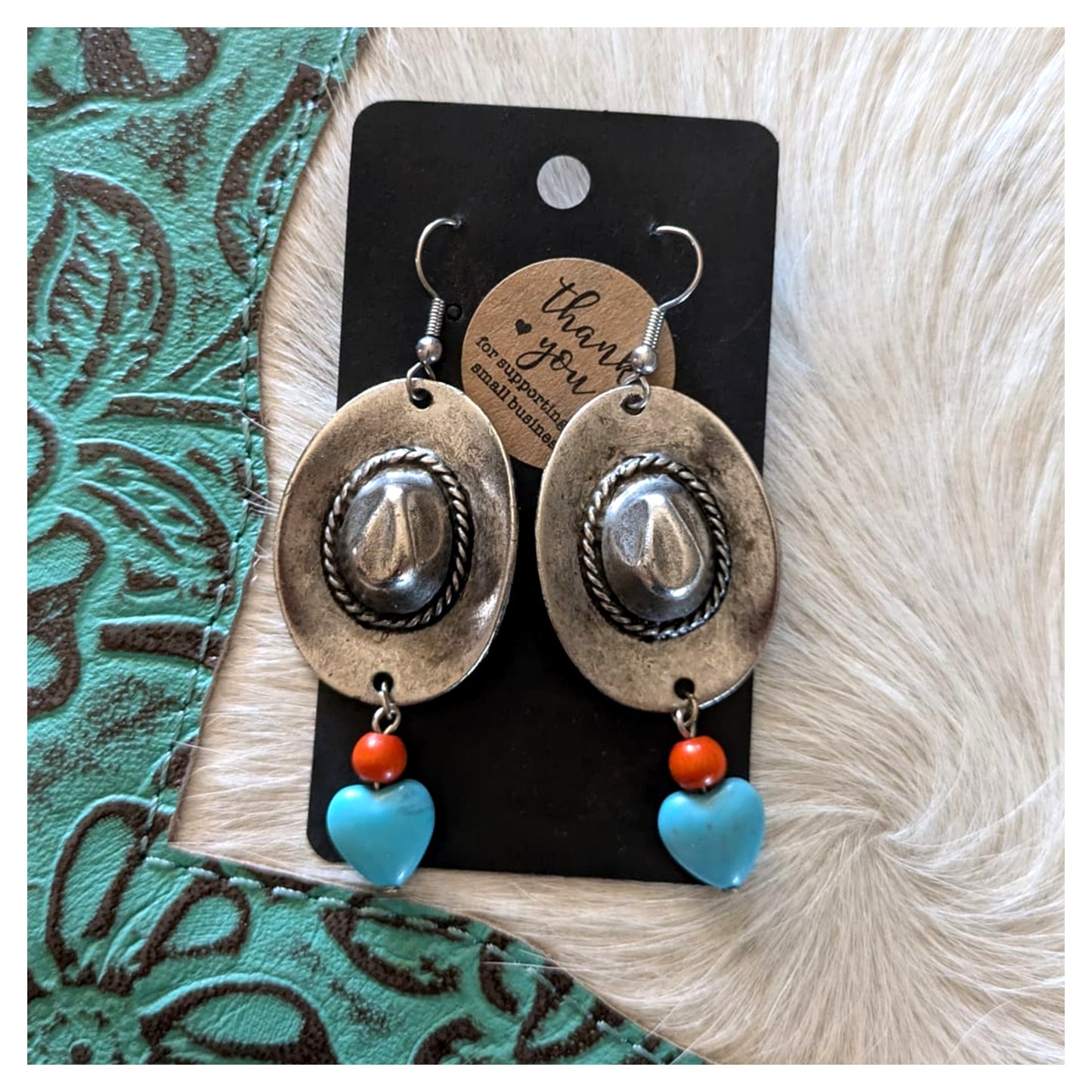 This Cowgirls Hat Turquoise Earrings