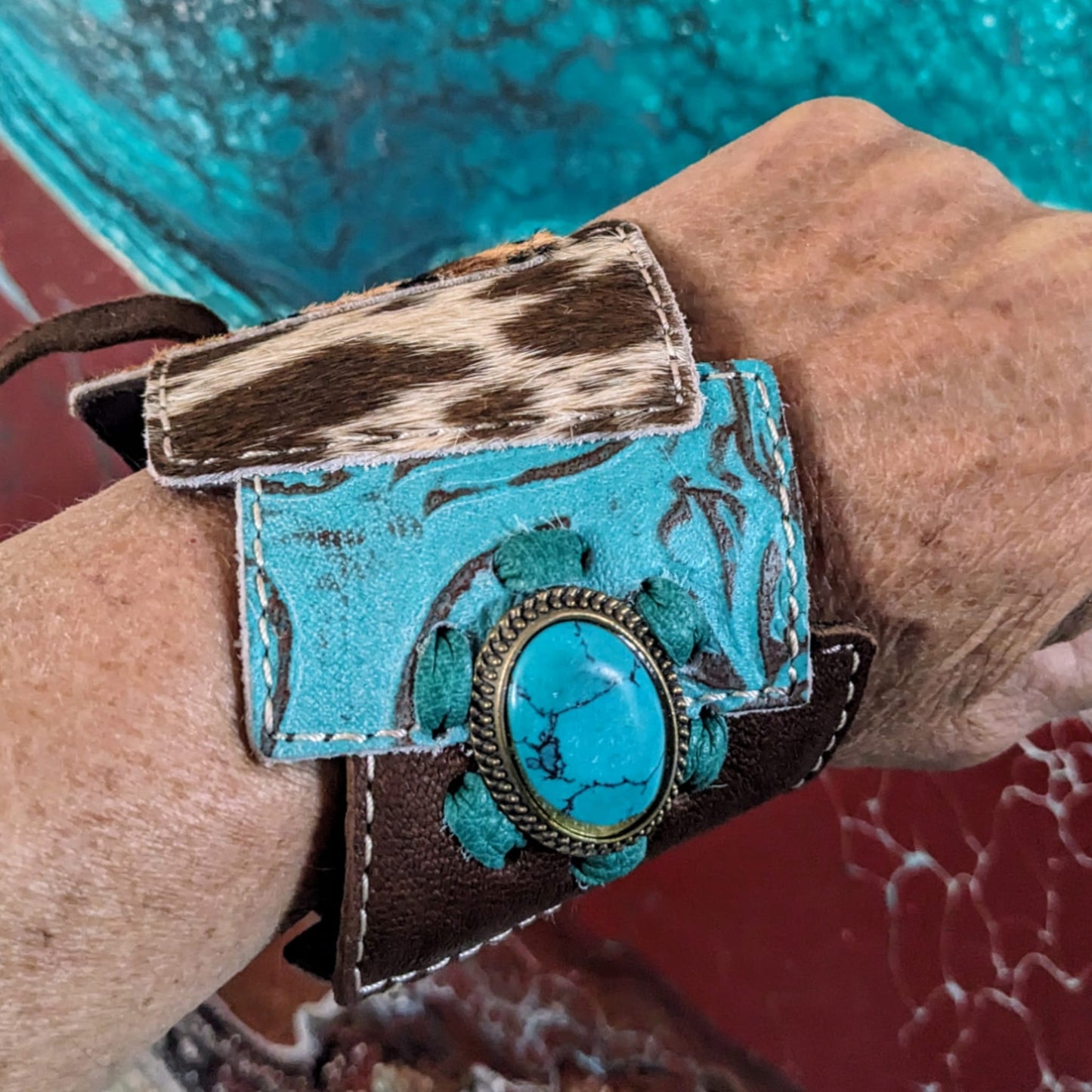 Cowgirl Buckaroo Leather Cuff Bracelet