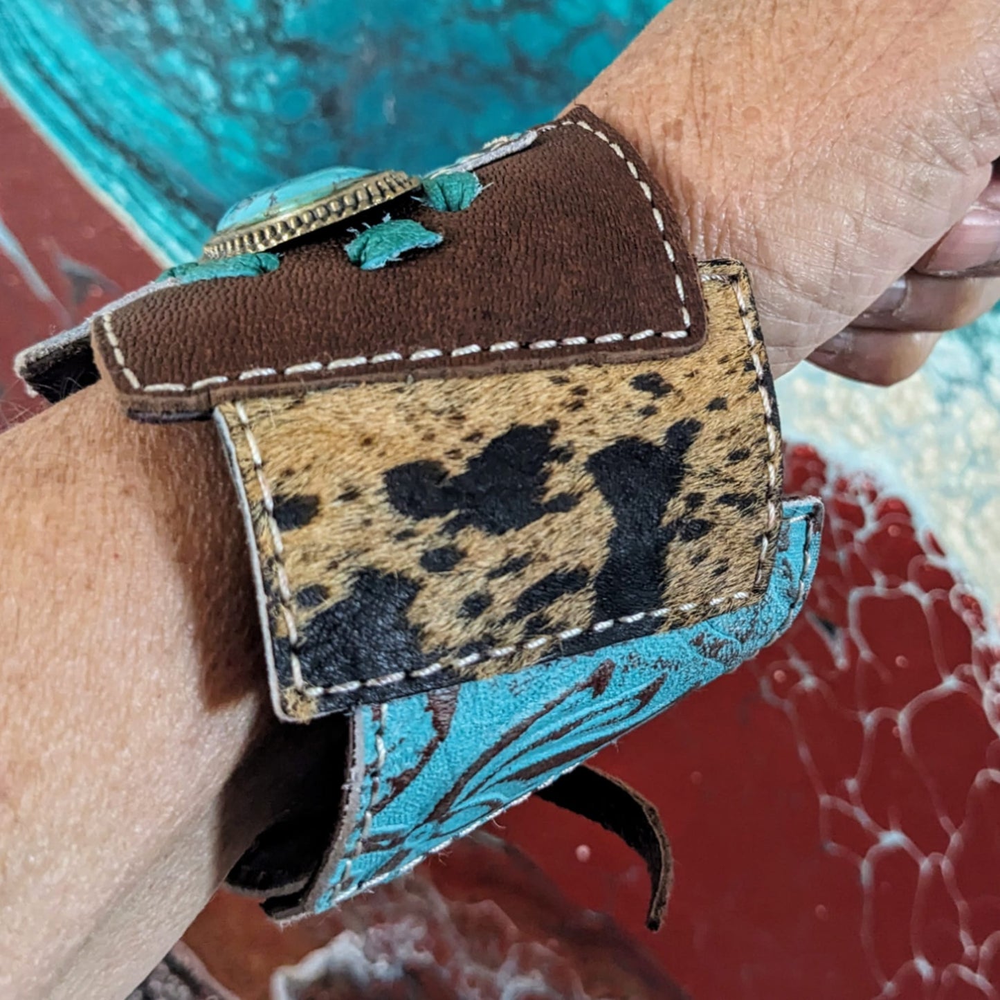 Cowgirl Buckaroo Leather Cuff Bracelet