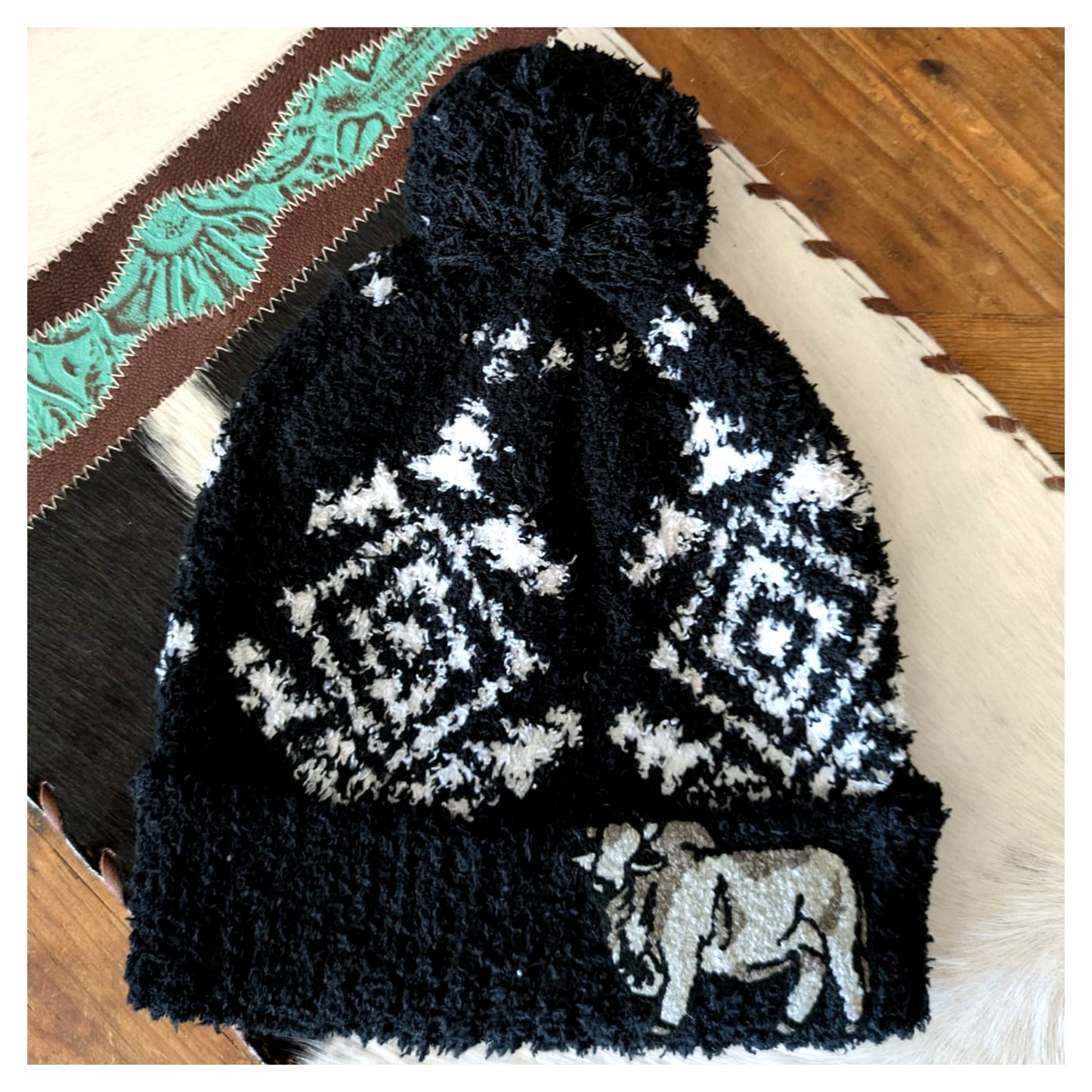 Brahman Bull Knit Pom Beanie