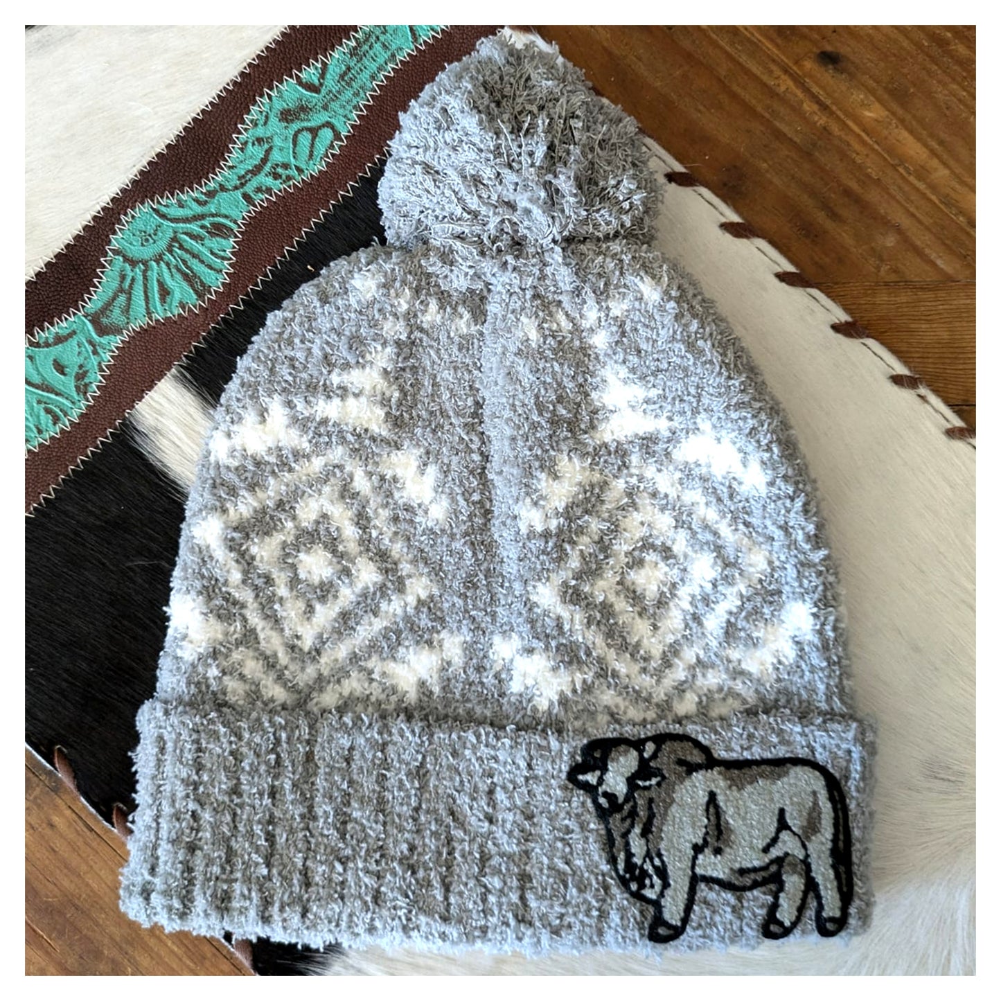 Brahman Bull Knit Pom Beanie
