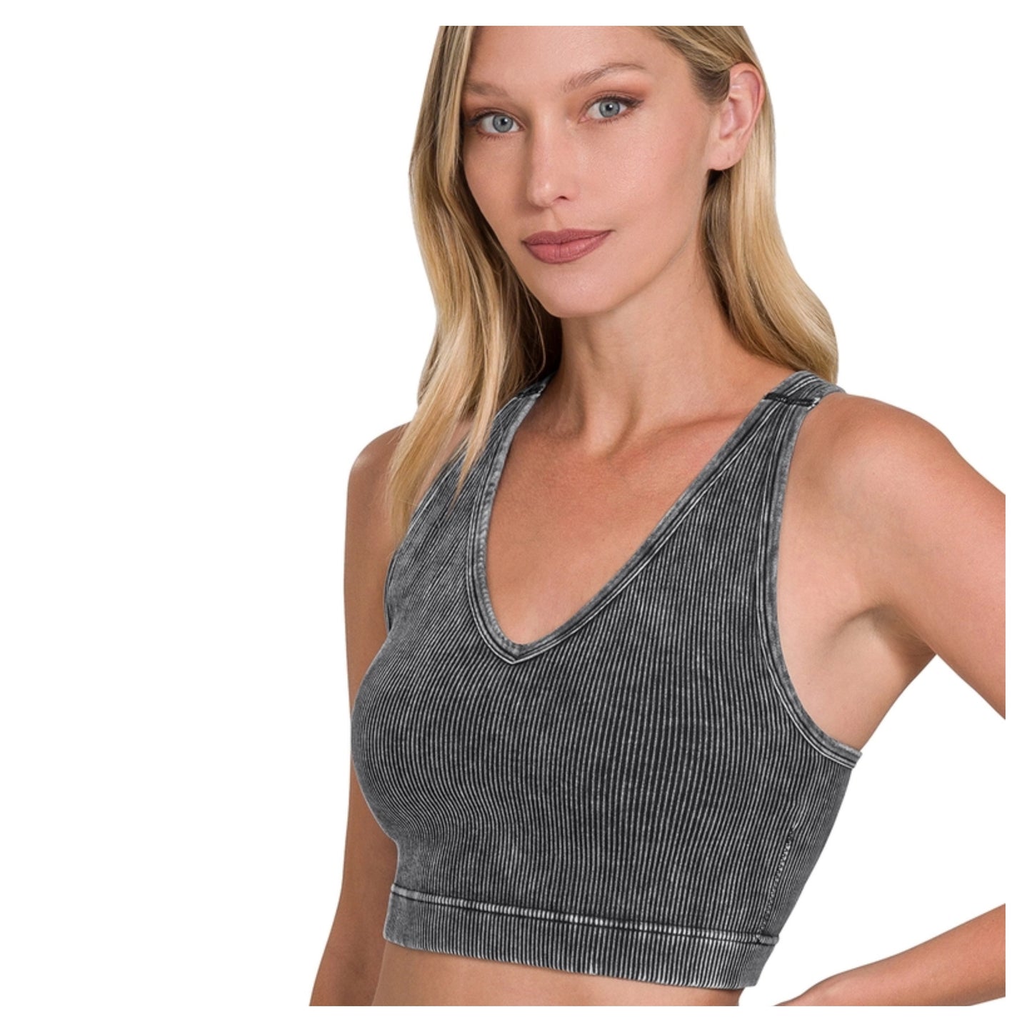 Washed Seamless Rib Crop Tank Top