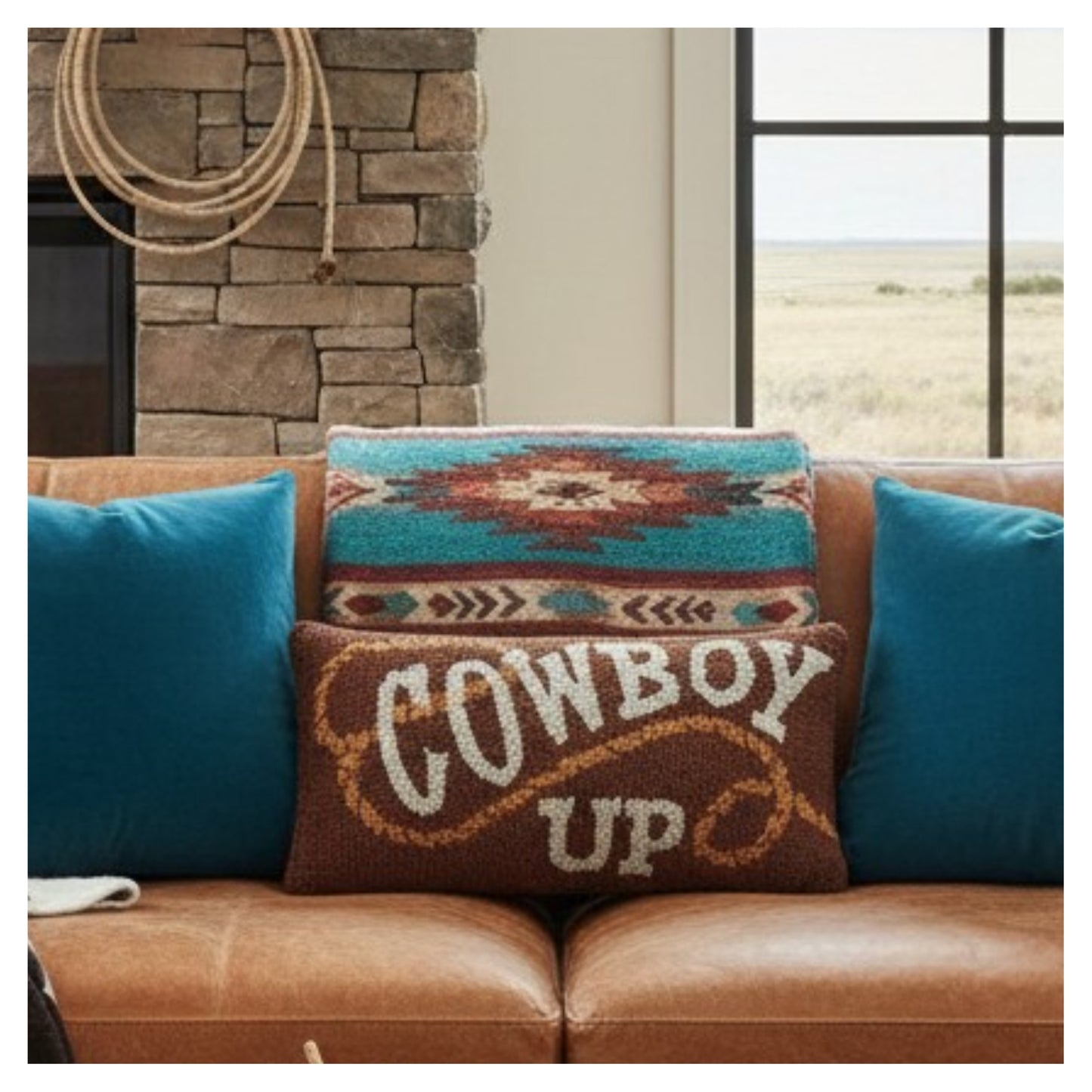 Cowboy Up Hook Latch Pillow