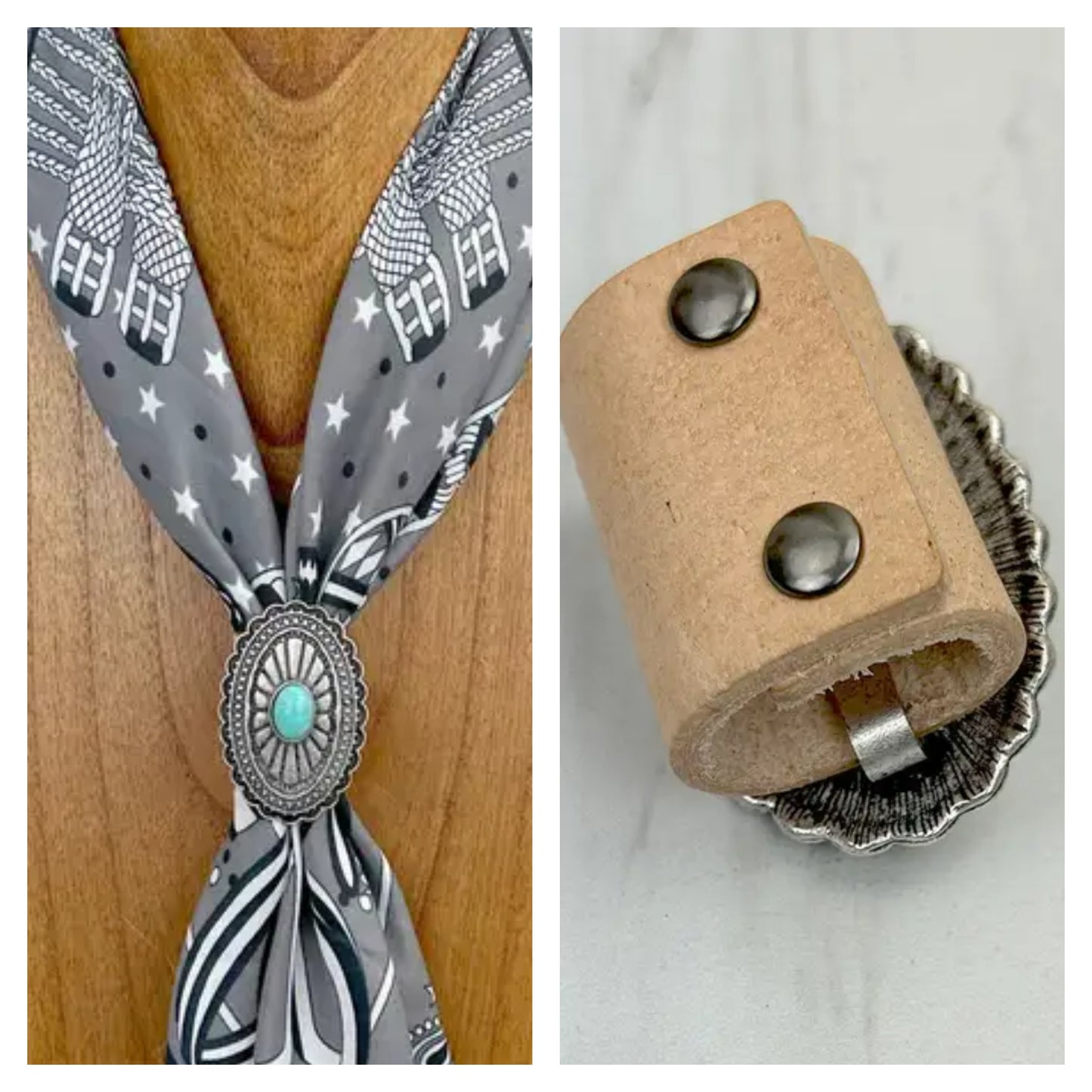 Turquoise Concho Wild Rag Slide