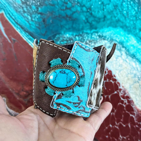 Cowgirl Buckaroo Leather Cuff Bracelet
