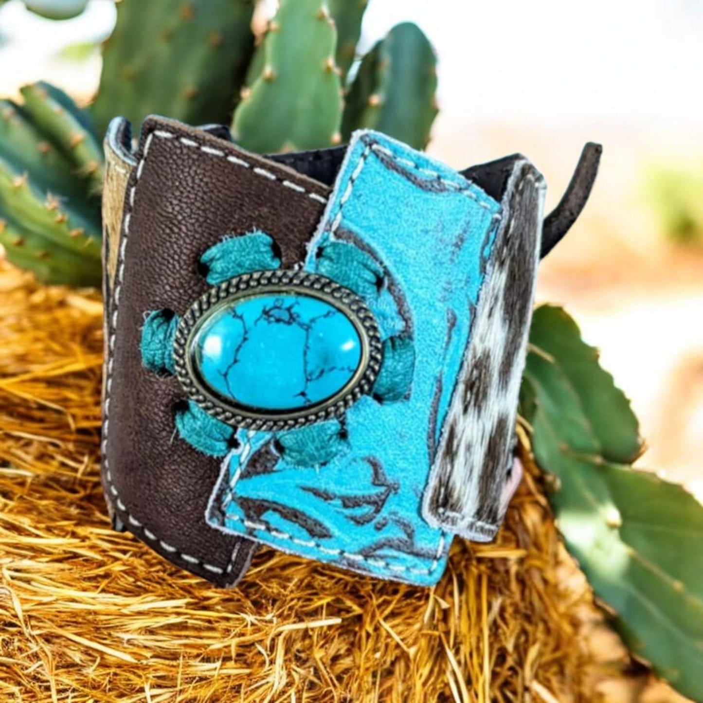 Cowgirl Buckaroo Leather Cuff Bracelet