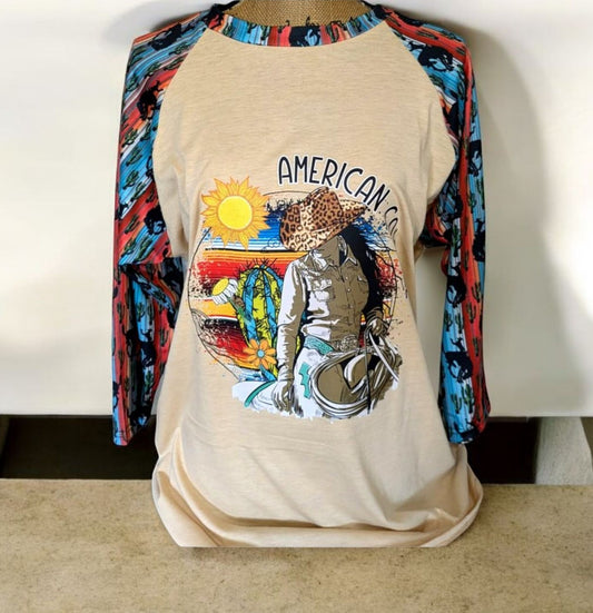 American Cowgirl 3/4 Sleeve Raglan