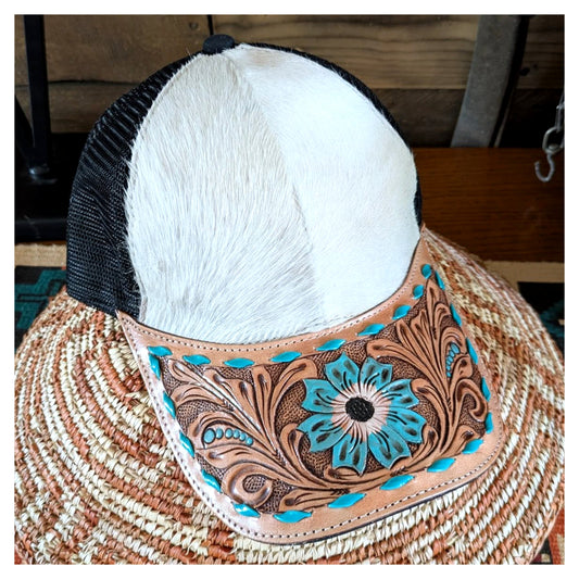 Cowhide Tooled Floral Hat