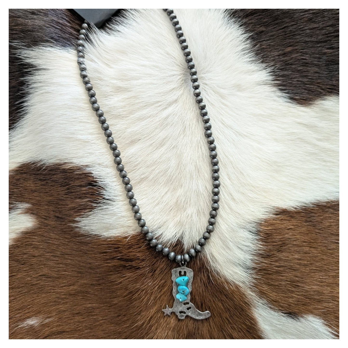 Navajo Pearl Turquoise Boot Necklace