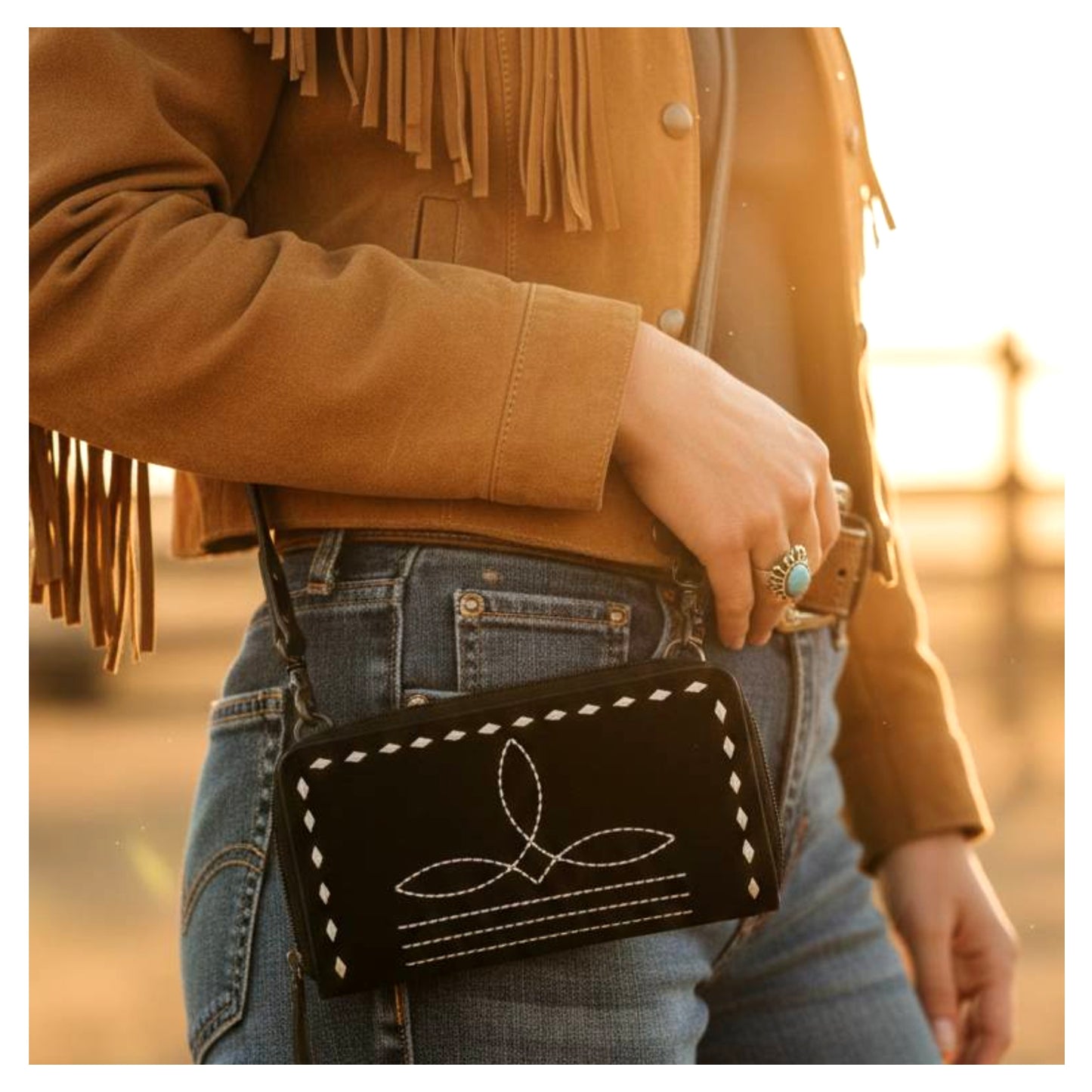 Boot Stitch Crossbody Wallet