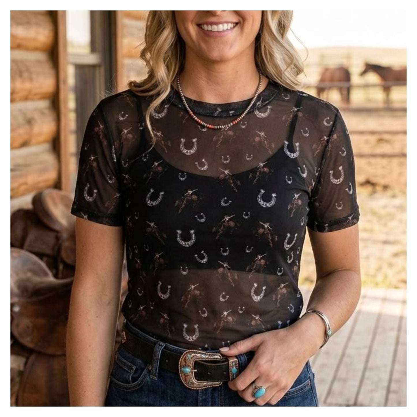 Horseshoe Mesh Top