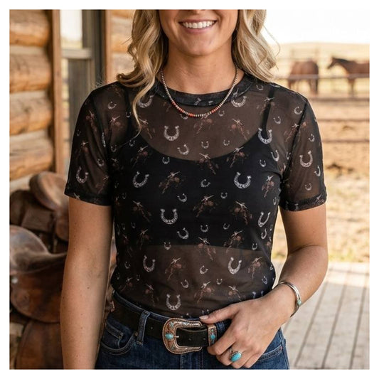 Horseshoe Mesh Top