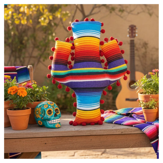 Fiesta Serape Cactus Pillow