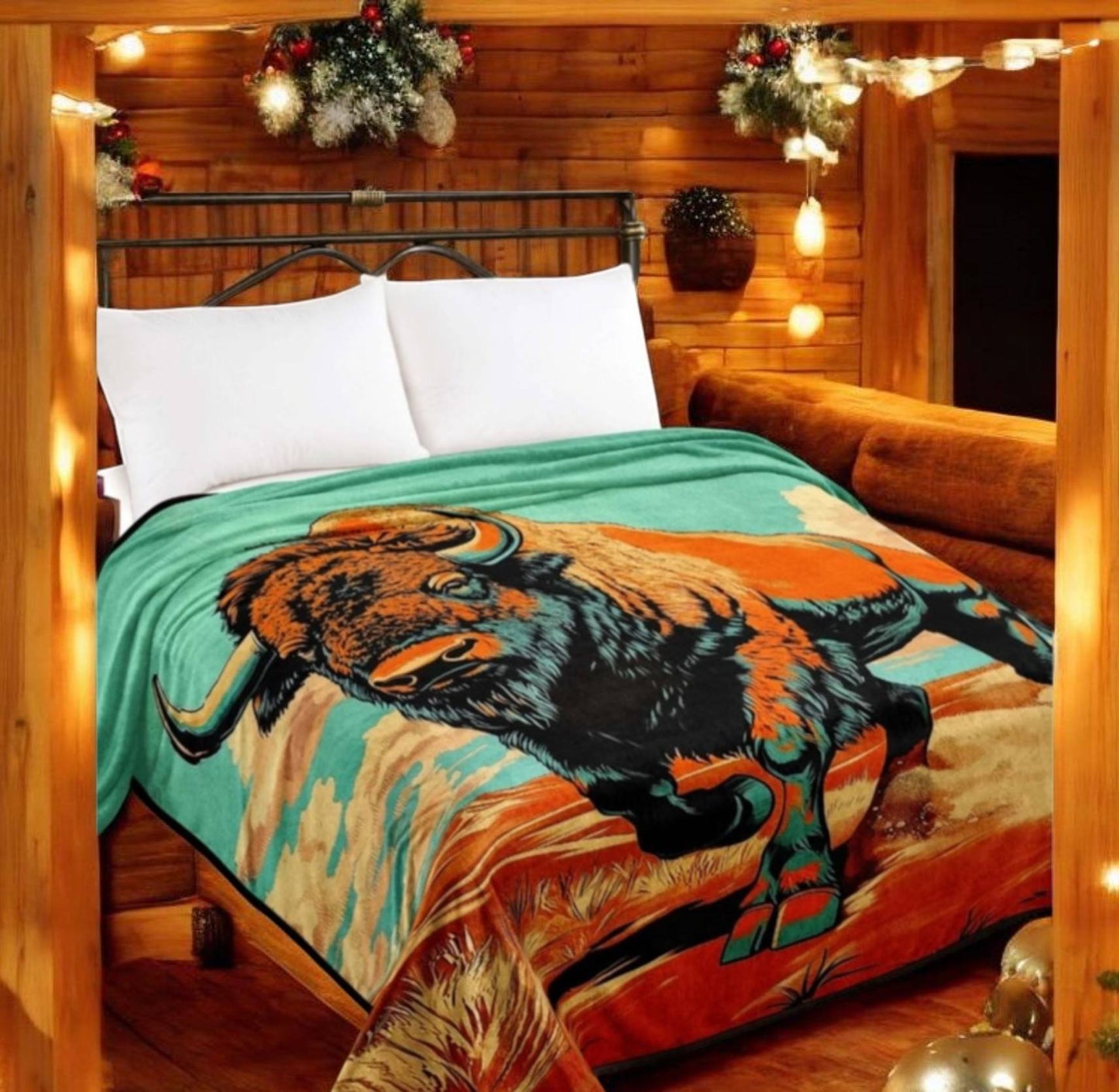 Painted Bison Blanket