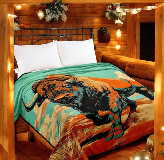 Painted Bison Blanket