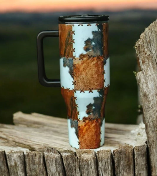 Cowhide Patchwork Tumbler