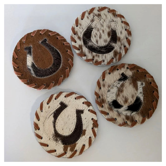 Cowhide Horseshoe Coasters