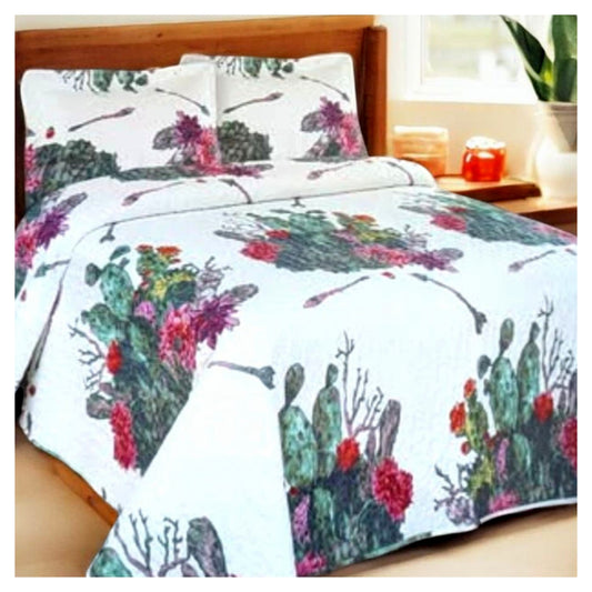 Watercolor Cactus 3 Pc Bedspread Set