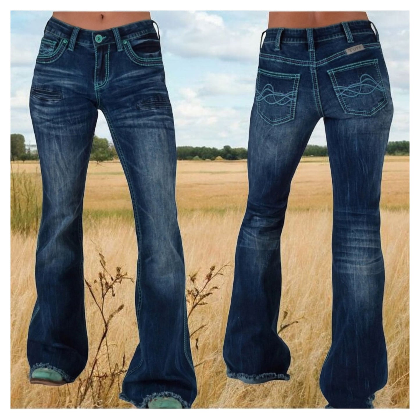 Cowgirl Tuff Co. Turquoise Hurricane Trouser