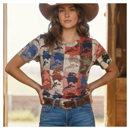 Cowboy Collage Top