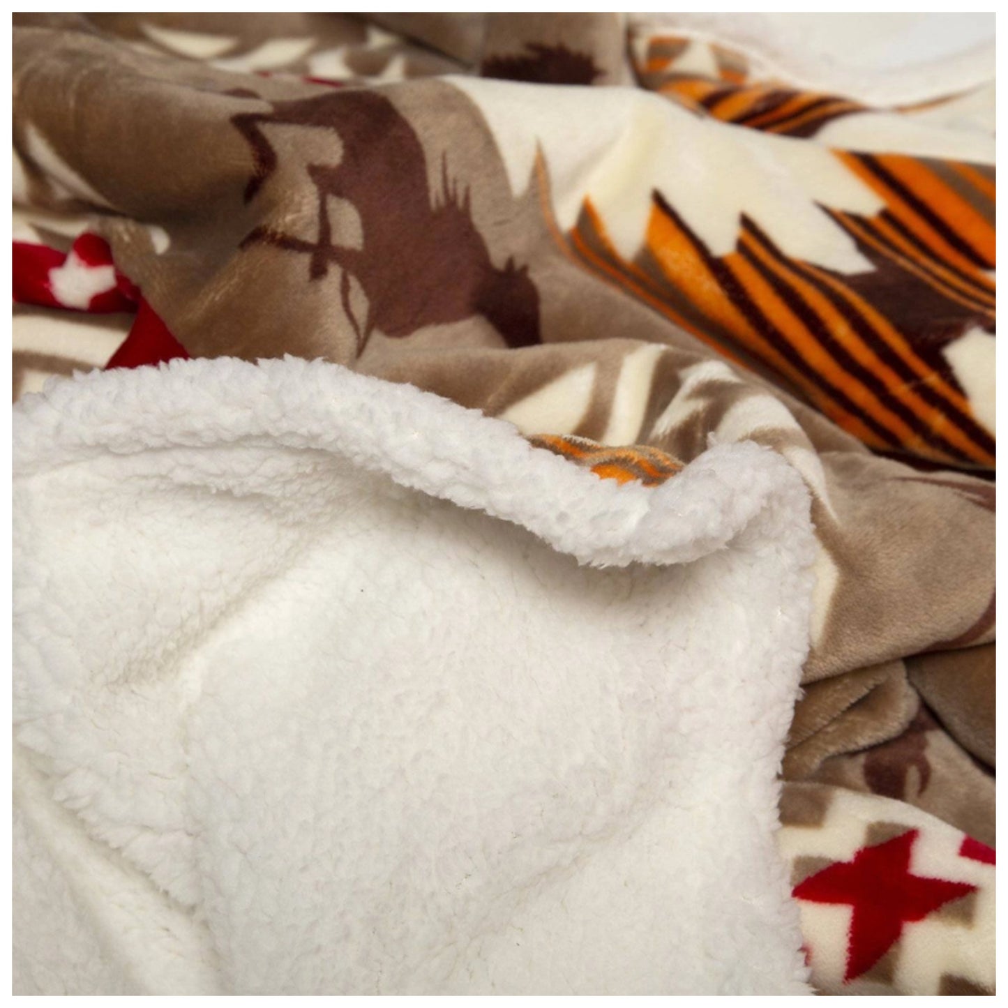 Aztec Horses Sherpa Blanket