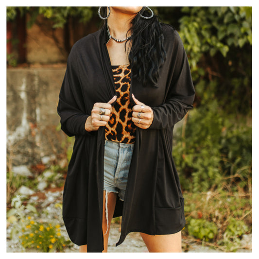 Black Dolman Sleeve Sweater Cardigan