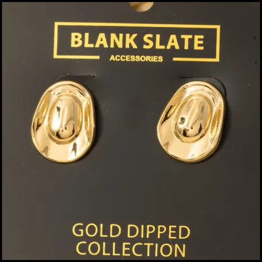 Gold Dipped Cowboy Hat Stud Earrings