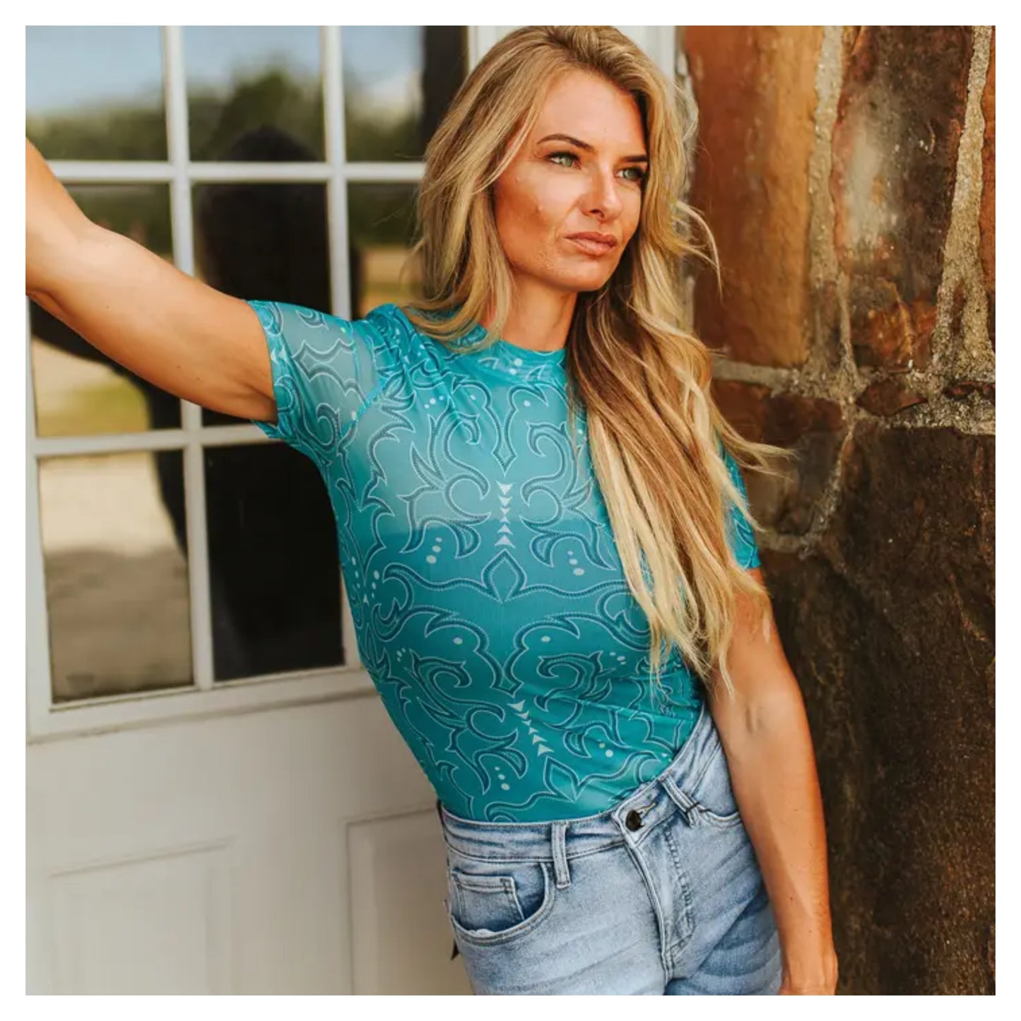 Boot Stitch SS Mesh Top