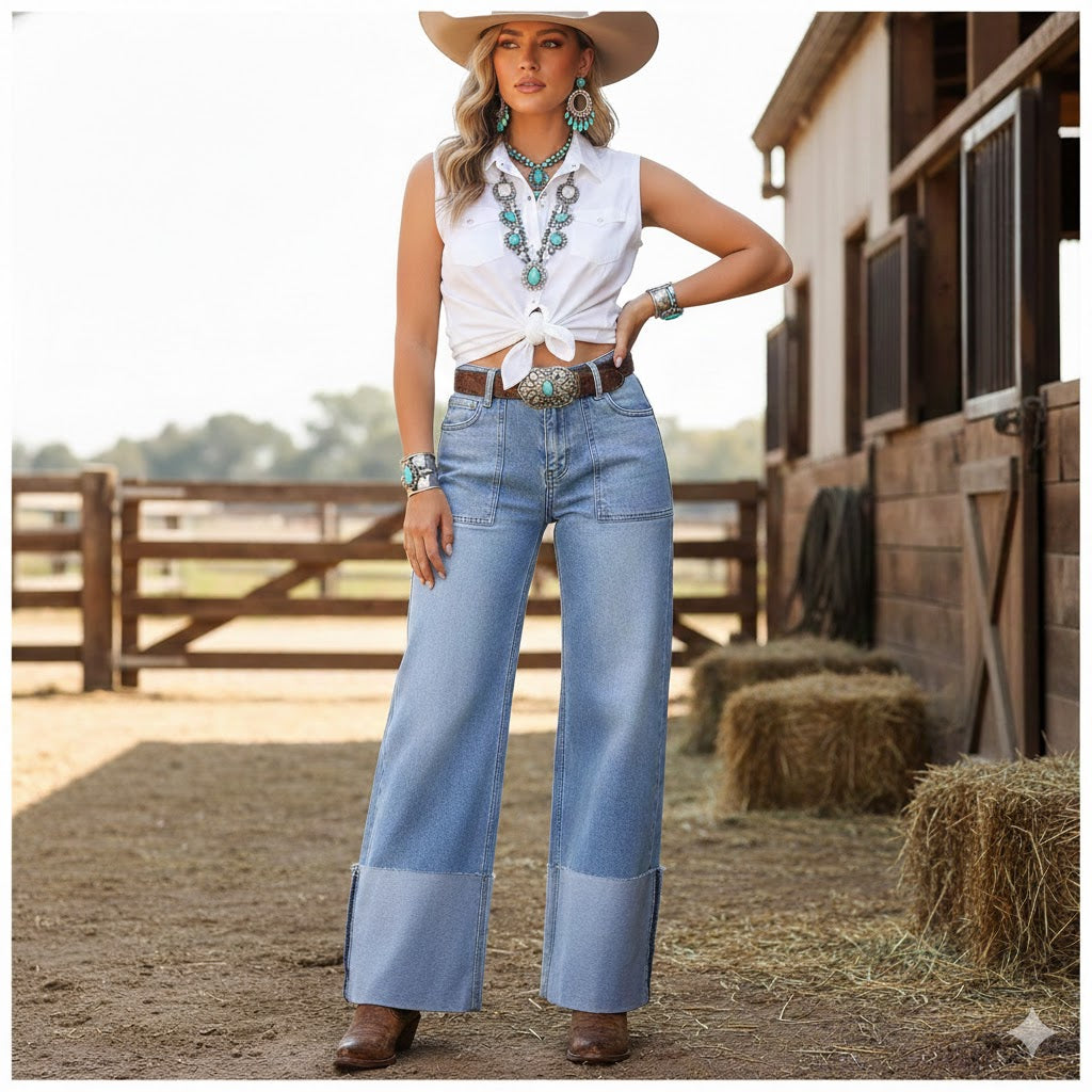 Wide Leg Comfort Stretch Jeans